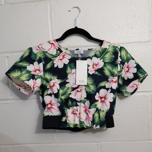 NEW with tags TOBI Floral Crop Top with back slit